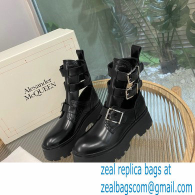 Alexander Mcqueen Heel 5.5cm Rave Buckle Boots Black 2022 - Click Image to Close