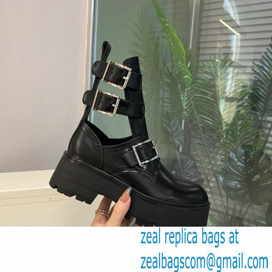 Alexander Mcqueen Heel 5.5cm Rave Buckle Boots Black 2022