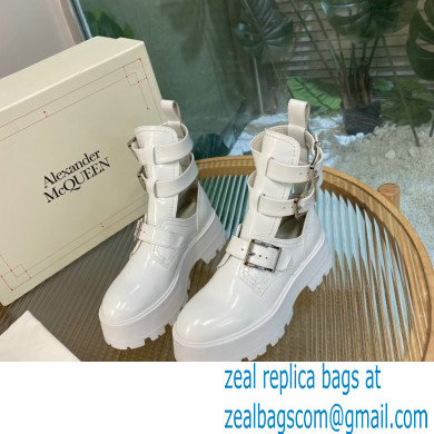 Alexander Mcqueen Heel 5.5cm Rave Buckle Boots White 2022 - Click Image to Close