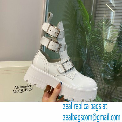 Alexander Mcqueen Heel 5.5cm Rave Buckle Boots White 2022 - Click Image to Close