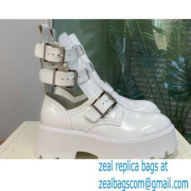 Alexander Mcqueen Heel 5.5cm Rave Buckle Boots White 2022 - Click Image to Close