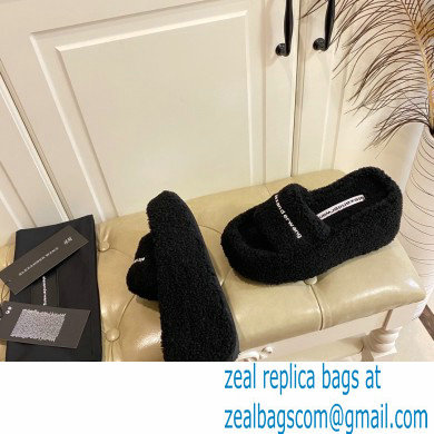 Alexander Wang Heel 9.5cm Platform 6cm Taji Slide Sandals Shearling Black 2022 - Click Image to Close