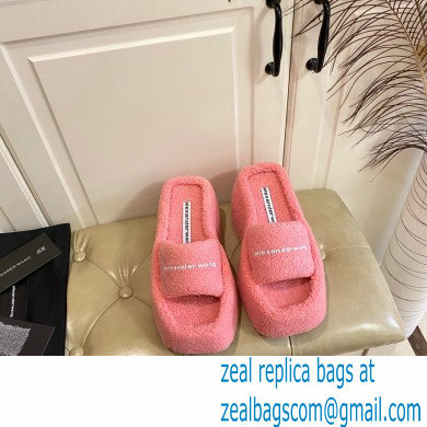 Alexander Wang Heel 9.5cm Platform 6cm Taji Slide Sandals Shearling Pink 2022 - Click Image to Close