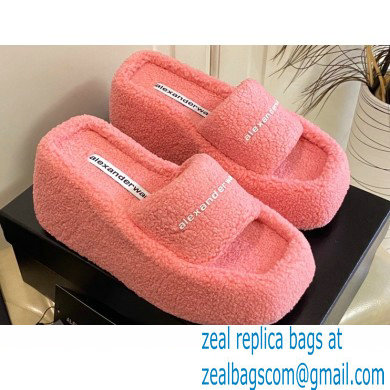 Alexander Wang Heel 9.5cm Platform 6cm Taji Slide Sandals Shearling Pink 2022