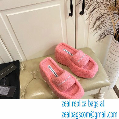 Alexander Wang Heel 9.5cm Platform 6cm Taji Slide Sandals Shearling Pink 2022