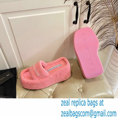 Alexander Wang Heel 9.5cm Platform 6cm Taji Slide Sandals Shearling Pink 2022 - Click Image to Close