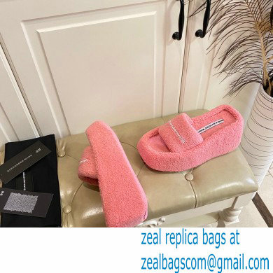 Alexander Wang Heel 9.5cm Platform 6cm Taji Slide Sandals Shearling Pink 2022