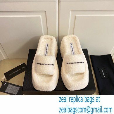 Alexander Wang Heel 9.5cm Platform 6cm Taji Slide Sandals Shearling White 2022