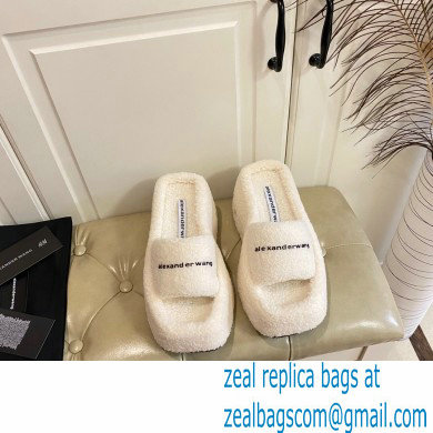 Alexander Wang Heel 9.5cm Platform 6cm Taji Slide Sandals Shearling White 2022