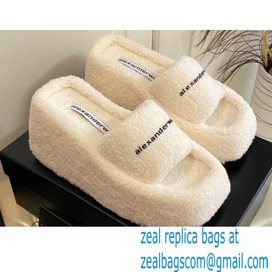 Alexander Wang Heel 9.5cm Platform 6cm Taji Slide Sandals Shearling White 2022 - Click Image to Close