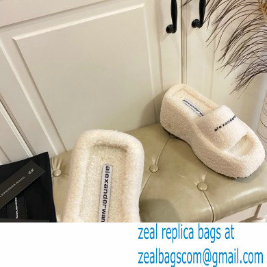 Alexander Wang Heel 9.5cm Platform 6cm Taji Slide Sandals Shearling White 2022
