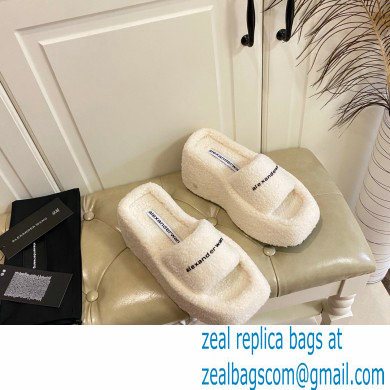 Alexander Wang Heel 9.5cm Platform 6cm Taji Slide Sandals Shearling White 2022