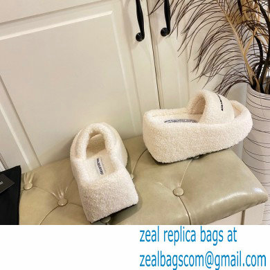 Alexander Wang Heel 9.5cm Platform 6cm Taji Slide Sandals Shearling White 2022