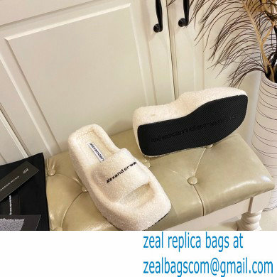 Alexander Wang Heel 9.5cm Platform 6cm Taji Slide Sandals Shearling White 2022