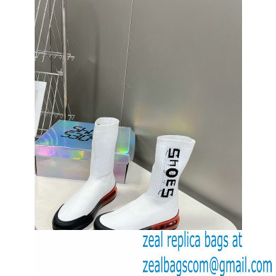 Balenciaga 53045 Speed Knit Sock High Sneakers White/Black 2022 - Click Image to Close