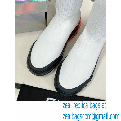 Balenciaga 53045 Speed Knit Sock High Sneakers White/Black 2022 - Click Image to Close