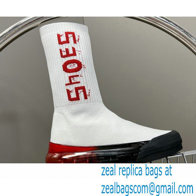 Balenciaga 53045 Speed Knit Sock High Sneakers White/Red 2022 - Click Image to Close