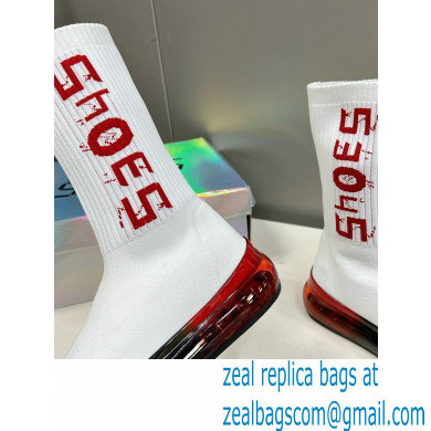 Balenciaga 53045 Speed Knit Sock High Sneakers White/Red 2022 - Click Image to Close