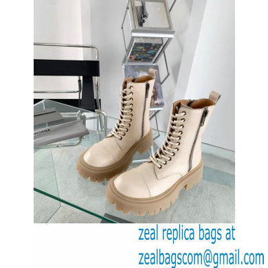 Balenciaga Heel 4.5cm Smooth calfskin Tractor Lace-up boots Beige