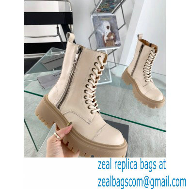 Balenciaga Heel 4.5cm Smooth calfskin Tractor Lace-up boots Beige