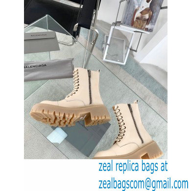 Balenciaga Heel 4.5cm Smooth calfskin Tractor Lace-up boots Beige - Click Image to Close
