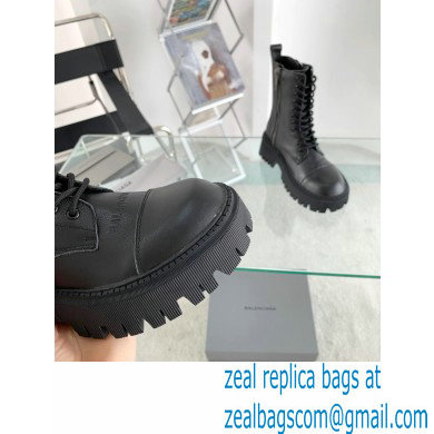 Balenciaga Heel 4.5cm Smooth calfskin Tractor Lace-up boots Black - Click Image to Close