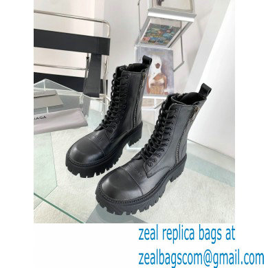 Balenciaga Heel 4.5cm Smooth calfskin Tractor Lace-up boots Black