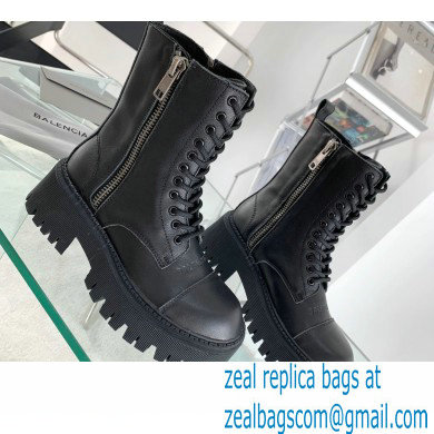 Balenciaga Heel 4.5cm Smooth calfskin Tractor Lace-up boots Black