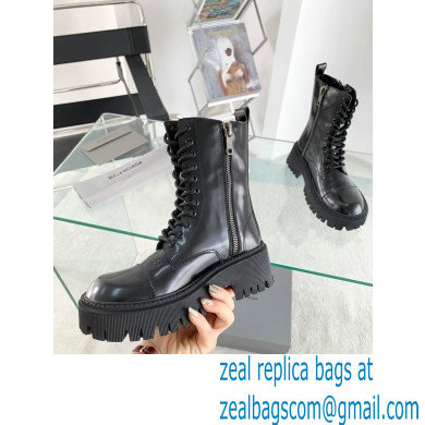 Balenciaga Heel 4.5cm Smooth calfskin Tractor Lace-up boots Brushed Black