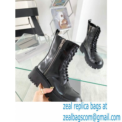 Balenciaga Heel 4.5cm Smooth calfskin Tractor Lace-up boots Brushed Black