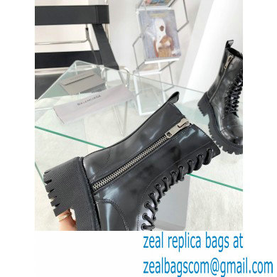 Balenciaga Heel 4.5cm Smooth calfskin Tractor Lace-up boots Brushed Black - Click Image to Close