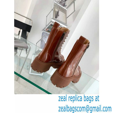 Balenciaga Heel 4.5cm Smooth calfskin Tractor Lace-up boots Caramel - Click Image to Close
