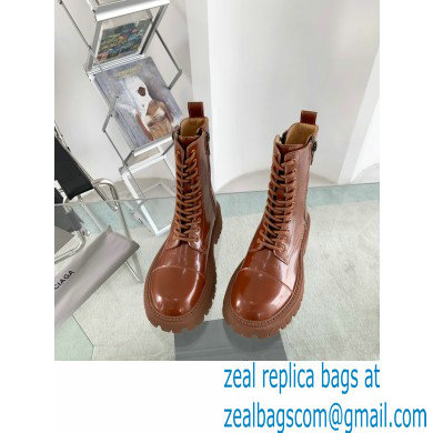 Balenciaga Heel 4.5cm Smooth calfskin Tractor Lace-up boots Caramel