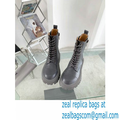 Balenciaga Heel 4.5cm Smooth calfskin Tractor Lace-up boots Gray