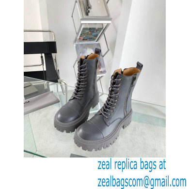 Balenciaga Heel 4.5cm Smooth calfskin Tractor Lace-up boots Gray