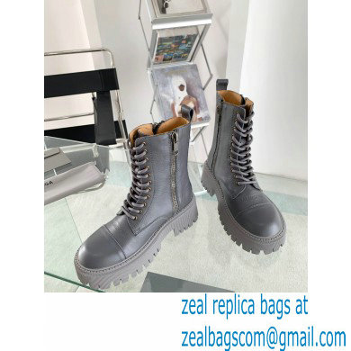 Balenciaga Heel 4.5cm Smooth calfskin Tractor Lace-up boots Gray