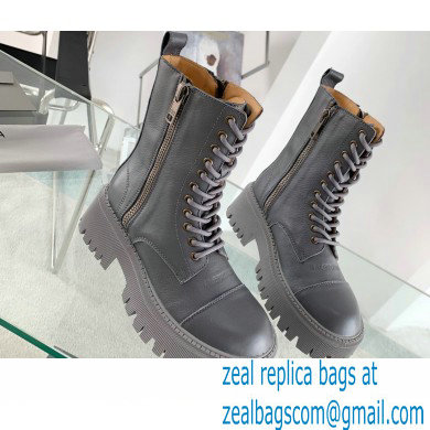 Balenciaga Heel 4.5cm Smooth calfskin Tractor Lace-up boots Gray