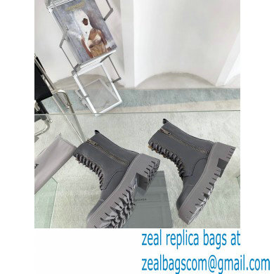 Balenciaga Heel 4.5cm Smooth calfskin Tractor Lace-up boots Gray - Click Image to Close
