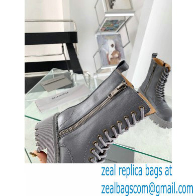 Balenciaga Heel 4.5cm Smooth calfskin Tractor Lace-up boots Gray
