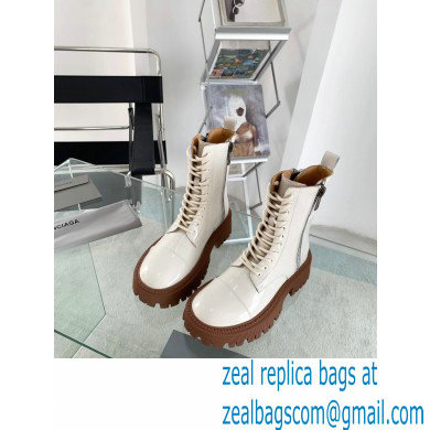 Balenciaga Heel 4.5cm Smooth calfskin Tractor Lace-up boots White - Click Image to Close