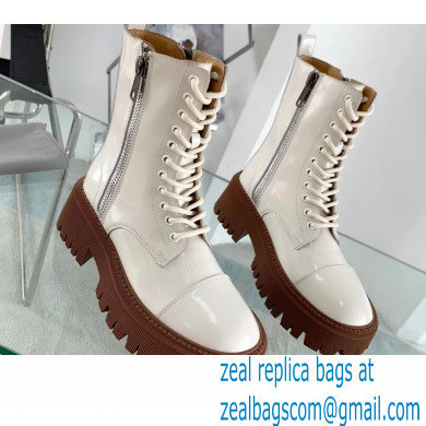 Balenciaga Heel 4.5cm Smooth calfskin Tractor Lace-up boots White