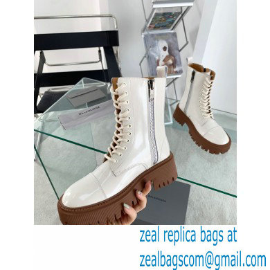 Balenciaga Heel 4.5cm Smooth calfskin Tractor Lace-up boots White - Click Image to Close