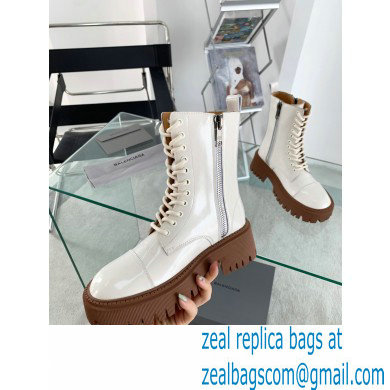 Balenciaga Heel 4.5cm Smooth calfskin Tractor Lace-up boots White