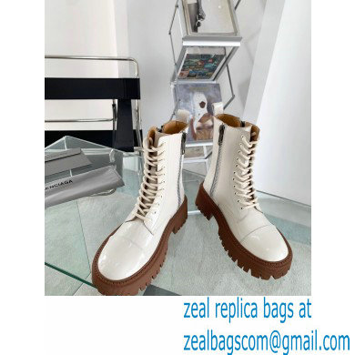 Balenciaga Heel 4.5cm Smooth calfskin Tractor Lace-up boots White