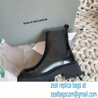 Balenciaga Heel 4.5cm Smooth calfskin Tractor boots Brushed Black - Click Image to Close