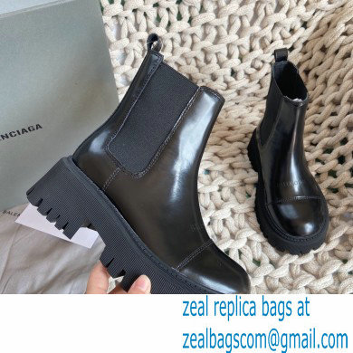 Balenciaga Heel 4.5cm Smooth calfskin Tractor boots Brushed Black - Click Image to Close