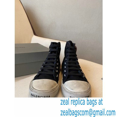 Balenciaga Paris High Top Sneakers in Destroyed cotton and rubber 01