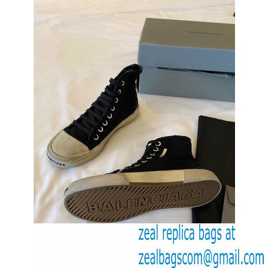 Balenciaga Paris High Top Sneakers in Destroyed cotton and rubber 01 - Click Image to Close