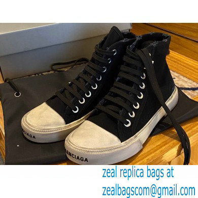 Balenciaga Paris High Top Sneakers in Destroyed cotton and rubber 01 - Click Image to Close