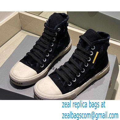 Balenciaga Paris High Top Sneakers in Destroyed cotton and rubber 06